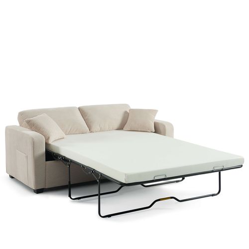 Canapé Droit Express Serva 2 Places Velours Côtelé Beige