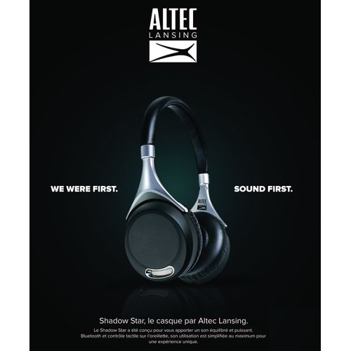Casque Audio Bt Shadow Star Noir/argent - Touches Tactiles Bluetooth 3.0 -batterie 350mah