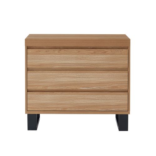 Commode Felix  Effet Chêne Et Métal Noir  3 Tiroirs