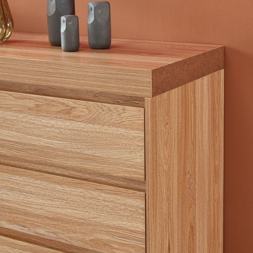 Commode Felix  Effet Chêne Et Métal Noir  3 Tiroirs