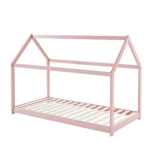 Lit Enfant Cabane Tiny Pin Rose 90x190 Sommier Inclus