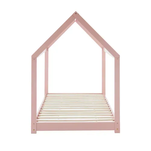 Lit Enfant Cabane Tiny Pin Rose 90x190 Sommier Inclus