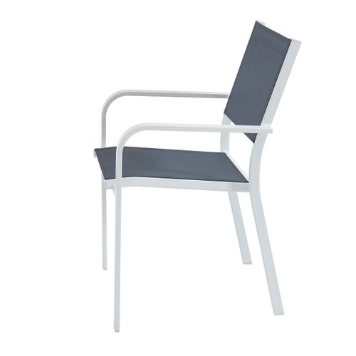 Lot De 6 Chaises De Jardin En Alu Blanc Et Textilène - Palawan