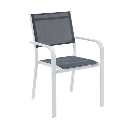 Lot De 6 Chaises De Jardin En Alu Blanc Et Textilène - Palawan