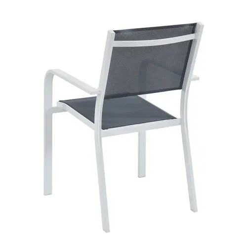 Lot De 6 Chaises De Jardin En Alu Blanc Et Textilène - Palawan