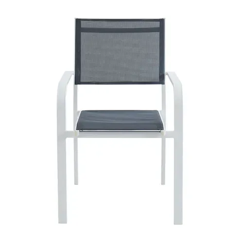Lot De 6 Chaises De Jardin En Alu Blanc Et Textilène - Palawan