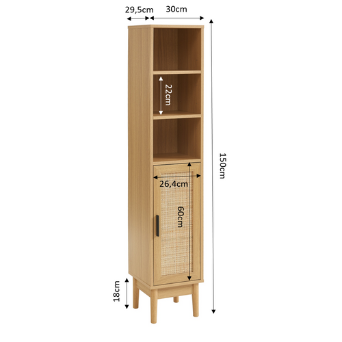 Colonne De Salle De Bain Amana Effet Chêne Et Cannage Rotin L30cm