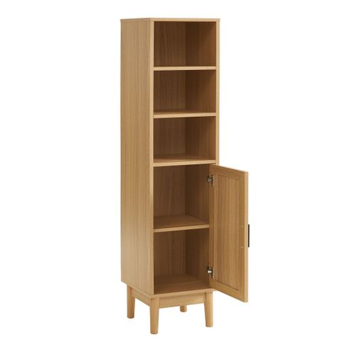Colonne De Salle De Bain Amana Effet Chêne Et Cannage Rotin L30cm