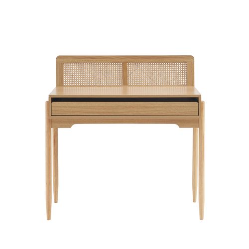 Bureau Pablo Cannage Rotin Et Effet Bois 1 Tiroir