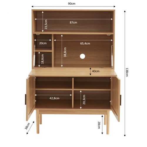 Secrétaire Amana Cannage Rotin L90 Cm