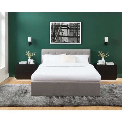 Table De Chevet à LED Morphee Noire 2 Tiroirs