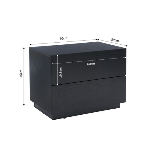 Table De Chevet à LED Morphee Noire 2 Tiroirs