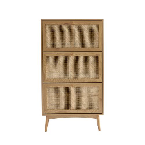 Meuble à Chaussures Ines Effet Chêne Et Cannage Rotin