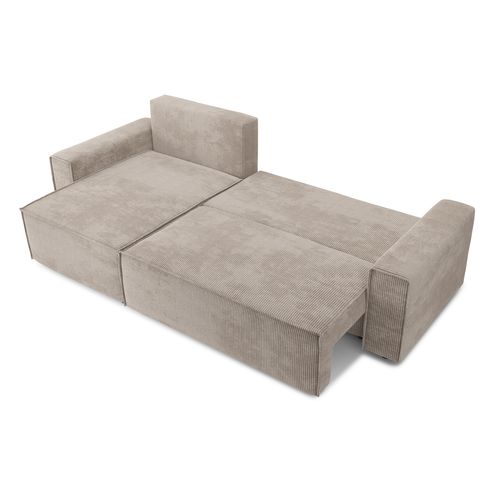 Canapé D'angle Marius Convertible Velours Côtelé Grège