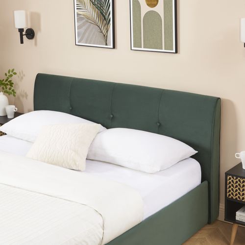 Lit Coffre Seguro Velours Vert Forêt 160x200 Sommier Inclus