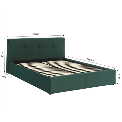 Lit Coffre Seguro Velours Vert Forêt 160x200 Sommier Inclus