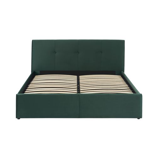 Lit Coffre Seguro Velours Vert Forêt 160x200 Sommier Inclus