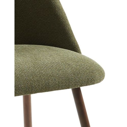 Lot De 2 Chaises Elisabeth Tissu Vert Pieds Effet Noyer