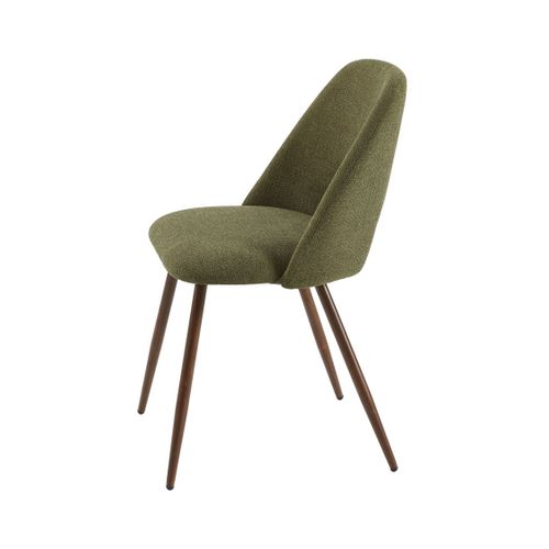 Lot De 2 Chaises Elisabeth Tissu Vert Pieds Effet Noyer