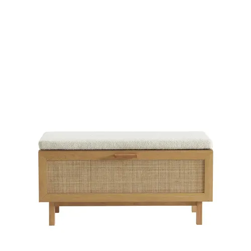 Banc D'entrée Avec Rangement Chaussures En Bois Et Cannage L100cm