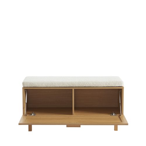 Banc D'entrée Avec Rangement Chaussures En Bois Et Cannage L100cm
