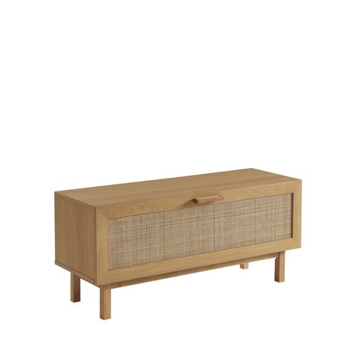 Banc D'entrée Avec Rangement Chaussures En Bois Et Cannage L100cm
