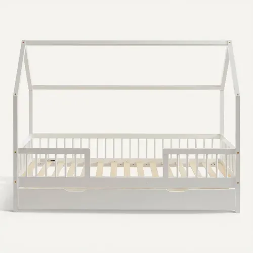Lit enfant cabane TINY pin blanc 70x140 sommier inclus Lit Baita Home
