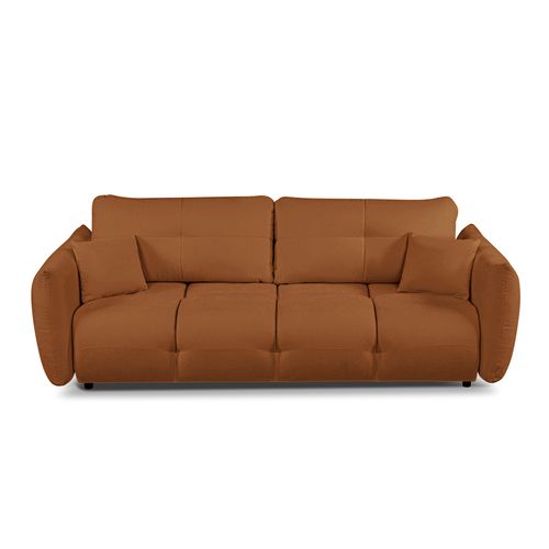 Canapé Droit Convertible Como 3 Places Tissu Chenille Cognac
