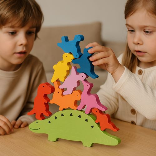 Jouet Dinosaure Équilibre En Bois Montessori - Jeu D'Équilibre Blocs Dinosaures, Éducatif Pour Enfants 3-6 Ans, Cadeau Enfant