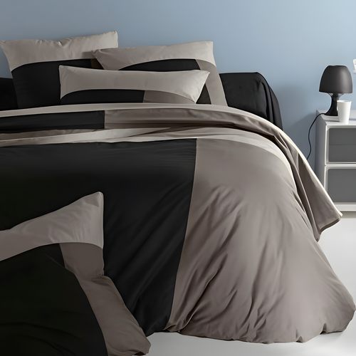 Drap Plat Coton Trio Noir - 180 X 290 cm