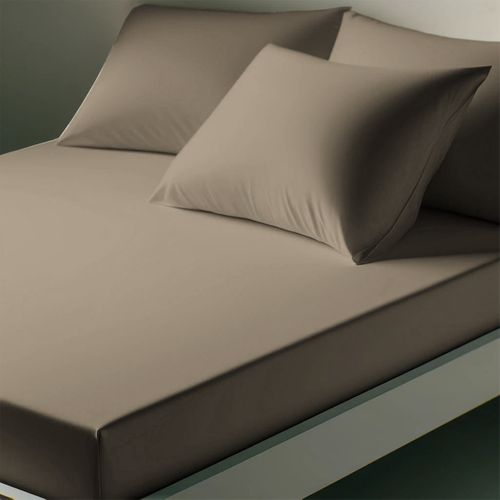 Drap-housse polycoton Taupe - 80 X 190 cm