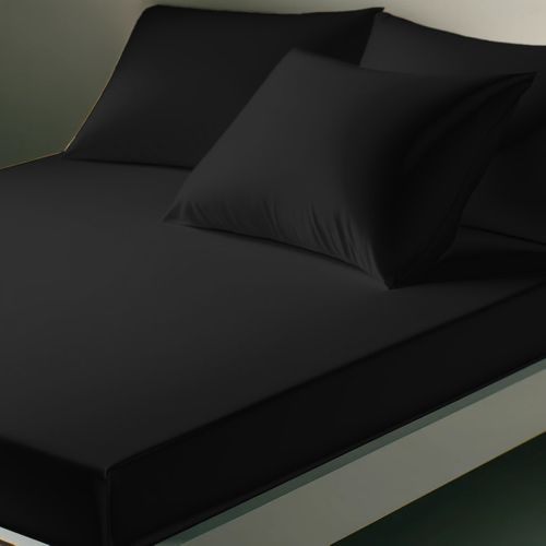 Drap housse polycoton Noir - 120 X 190 cm
