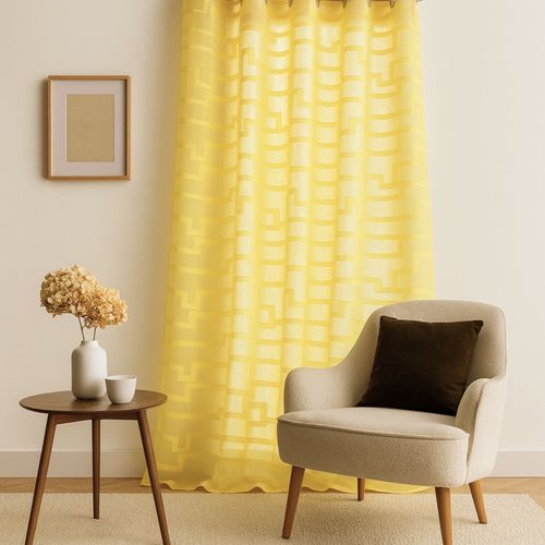 Voilage Coloré Flash Motifs Ton Sur Ton - 140x260 Cm - Jaune