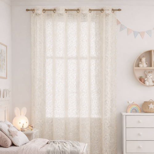 Rideau Voilage Broderie Ton Sur Ton - 150x260 Cm - Blanc
