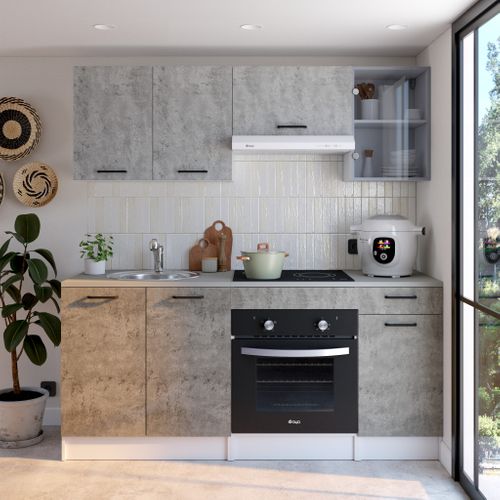 Bas 40 cm 1 porte 1 tiroir MALICE gris béton