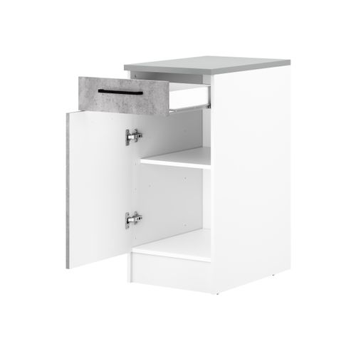Bas 40 cm 1 porte 1 tiroir MALICE gris béton