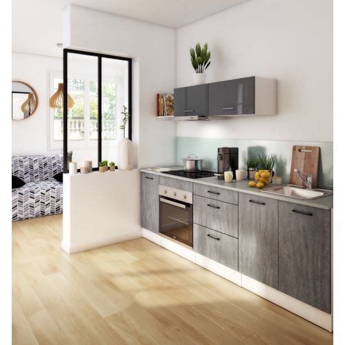 Bas 40 cm 1 porte MALICE gris béton