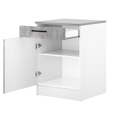 Bas 60 cm 1 porte 1 tiroir MALICE gris béton