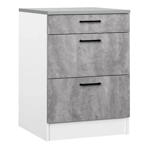 Bas 60 cm casserolier MALICE gris béton vue 3/4