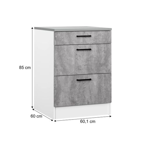 Bas 60 cm casserolier MALICE gris béton