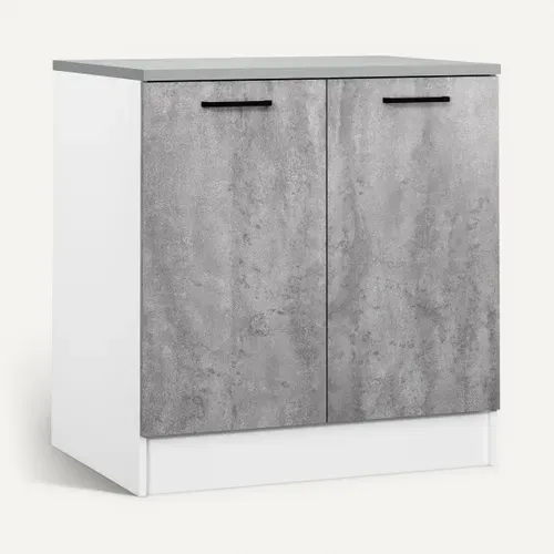 Bas 80 cm 2 portes MALICE gris béton vue 3/4