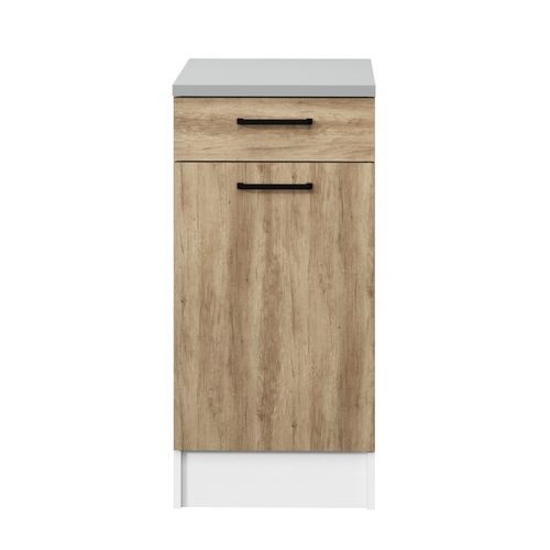 Bas 40 cm 1 porte 1 tiroir MALICE chêne nebraska vue de face
