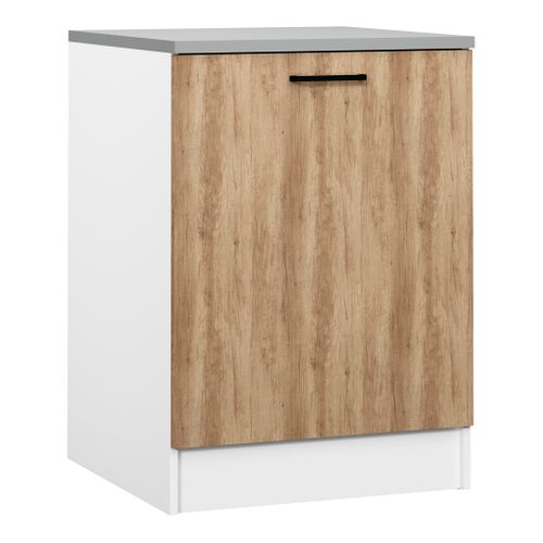 Bas 60 cm 1 porte MALICE chêne vue 3/4