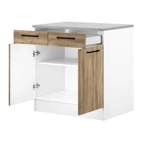 Bas 80 cm 2 portes 2 tiroirs MALICE chêne