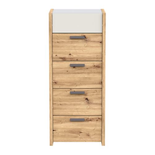 Chiffonnier 5 tiroirs MUSE imitation chêne artisan/sable