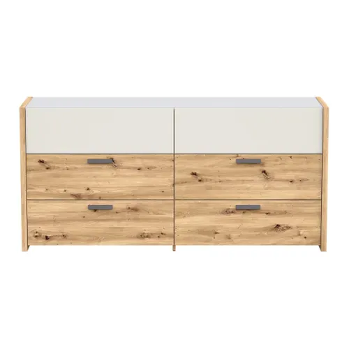 Commode 2X3 tiroirs MUSE imitation chêne artisan/sable vue de face