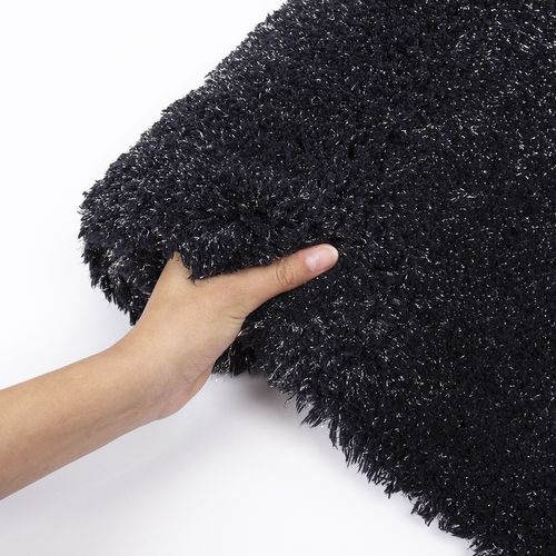 Tapis De Bain Lurex En Coton Noir - 45x75 Cm