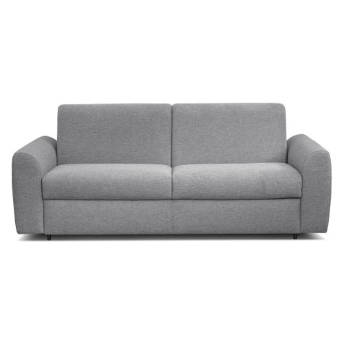 Canapé convertible express 3 places CLAYVE tissu gris clair matelas 13 cm