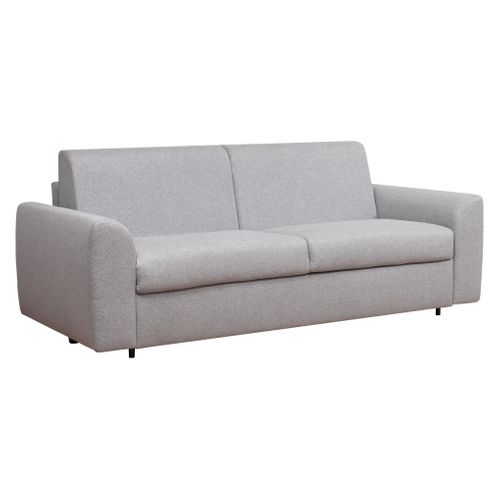 Canapé convertible express 3 places CLAYVE tissu gris clair matelas 13 cm