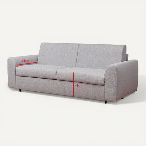 Canapé convertible express 3 places CLAYVE tissu gris clair matelas 13 cm
